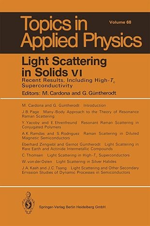 light scattering in solids vi recent results including high tc superconductivity 1st edition manuel cardona