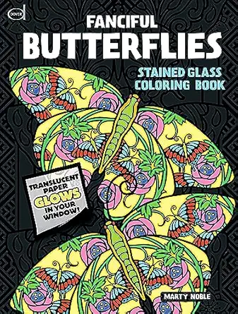 dover stained glass color book fancy butterflies 1st edition marty noble 0486486494, 978-0486486499