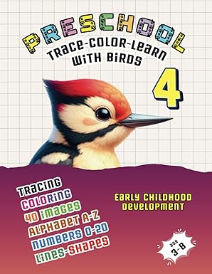 preschool trace color learn with birds 4 1st edition canada universal school 1069072281, 978-1069072283