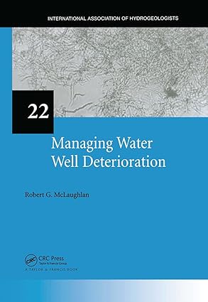 managing water well deterioration iah international contributions to hydrogeology 22 1st edition robert