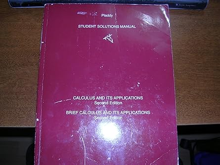 calculus and its applications/brief calculus and its applications student solutions manual 1st edition daniel