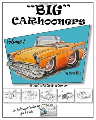 big carhooners volume 1 classic cartoon car colouring book 1st edition bruce rule 1699058695, 978-1699058695