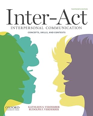 inter act interpersonal communication concepts skills and contexts 1st edition kathleen s verderber ,rudolph