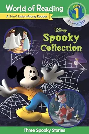 world of reading disneys spooky collection 3 in 1 listen along reader level 1 reader 3 scary stories with cd