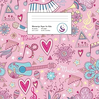 music manuscript book girls musical instruments large kids stave paper 1st edition young dreamers press