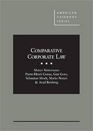 comparative corporate law 1st edition marco ventoruzzo ,pierre henri conac ,gen goto ,sebastian mock ,mario