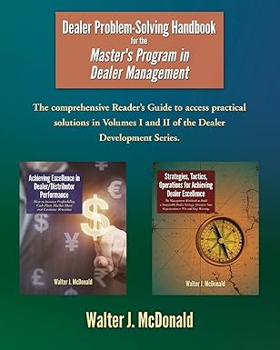 dealer problem solving handbook for the masters program in dealer management 1st edition walter j mcdonald