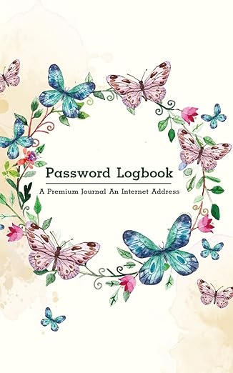 password logbook a premium journal an internet address and password journal butterfly internet password