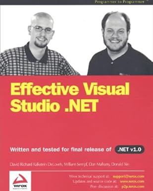 effective visual studio net 1st edition david richard kalkstein deloveh ,dan maharry ,bill sempf ,don xie