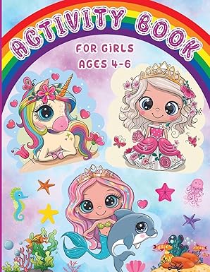 activity book for girls ages 4 6 workbook games activities coloring mazes spot the difference tracing