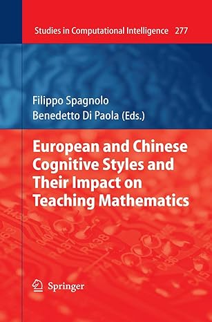 european and chinese cognitive styles and their impact on teaching mathematics 1st edition filippo spagnolo
