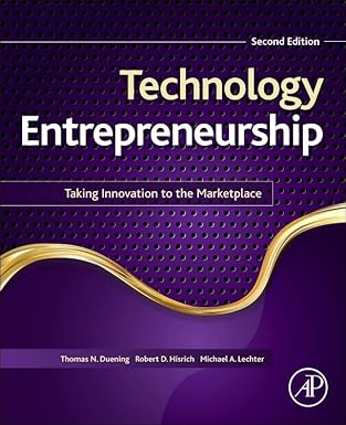 technology entrepreneurship taking innovation to the marketplace 1st edition thomas n duening ,robert a