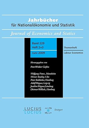 labour economics sonderausgabe heft 2+3/bd 229 jahrba 1/4cher fa 1/4r nationala konomie und statistik 1st