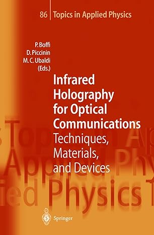 infrared holography for optical communications techniques materials and devices 1st edition pierpaolo boffi