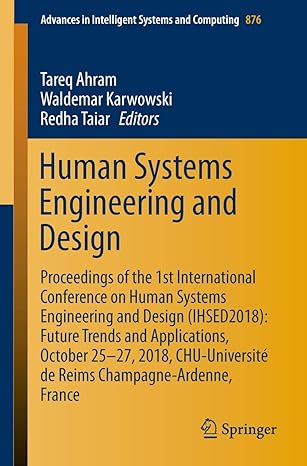 human systems engineering and design proceedings of the 1st international conference on human systems