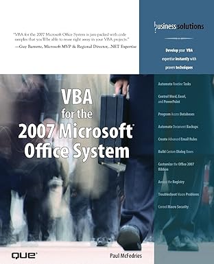 vba for the 2007 microsoft office system 1st edition paul mcfedries 0789736675, 978-0789736673