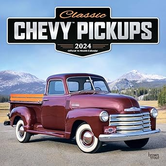 classic chevy pickups official 2024 12 x 24 inch monthly square wall calendar foil stamped cover browntrout