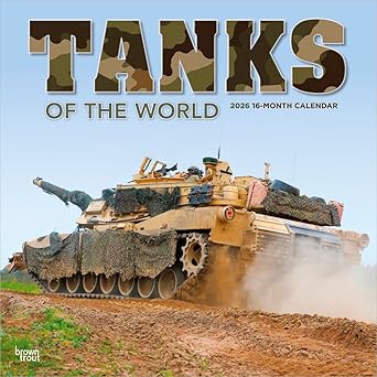 tanks of the world 2026 12 x 24 inch monthly square wall calendar plastic free browntrout military vehicle