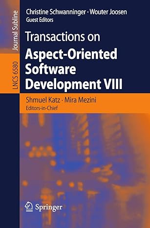 transactions on aspect oriented software development viii 1st edition shmuel katz ,mira mezini ,christine