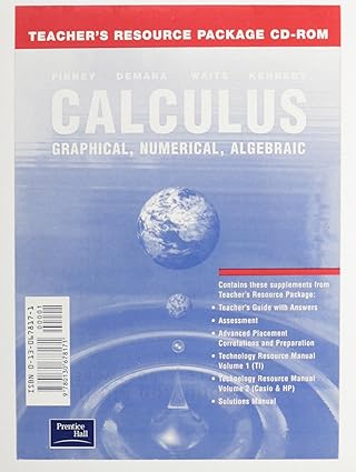 calculus graphical numerical and algebraic teachers resource package cd rom 2003c 1st edition finney demana