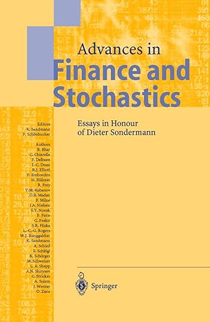 advances in finance and stochastics essays in honour of dieter sondermann 1st edition klaus sandmann ,philip