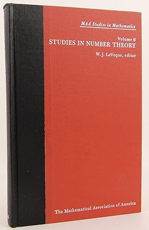 studies in number theory 1st edition william judson leveque 0883851067, 978-0883851067