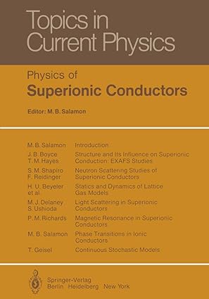 physics of superionic conductors 1st edition myron salamon 3540093338, 978-3540093336