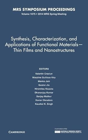 synthesis characterization and applications of functional materials a thin films and nanostructures volume