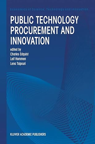 public technology procurement and innovation 1st edition charles edquist ,leif hommen ,lena tsipouri