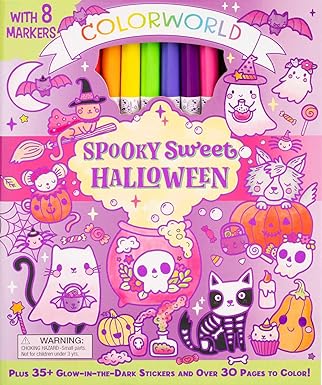 colorworld spooky sweet halloween plus 35+ glow in the dark stickers and over 30 pages to color 1st edition