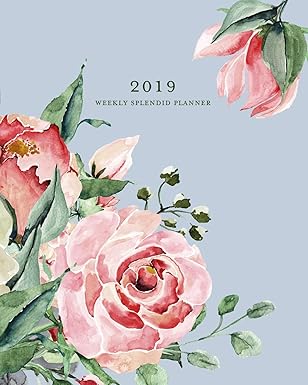 2019 weekly splendid planner french blue shabby chic roses weekly dated agenda diary book 12 months january