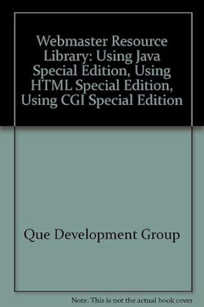 webmaster resource library using java using cgi using html bonus cd and getting started guide 1st edition