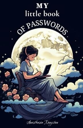 my little book of passwords internet password organizer password logbook girl with laptop and moon design for