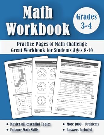 math workbook grades 3 4 addition subtraction multiplication division fractions decimals geometry and more