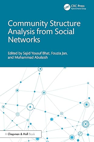 community structure analysis from social networks 1st edition sajid yousuf bhat ,fouzia jan ,muhammad