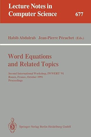 word equations and related topics second international workshop iwwert 91 rouen france october 7 9 1991