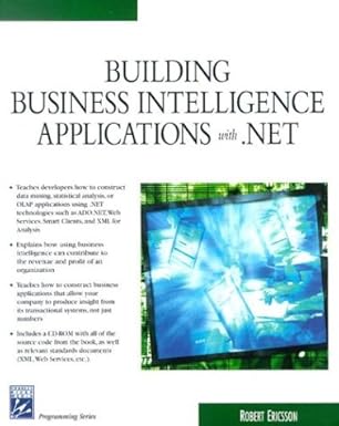 building business intelligence application with net 1st edition rob ericsson 1584502711, 978-1584502715