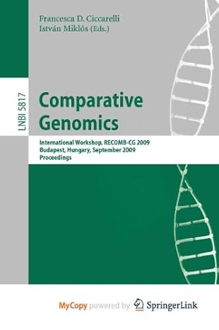 comparative genomics 1st edition francesca d ciccarelli ,istva n mikla s 3642047459, 978-3642047459