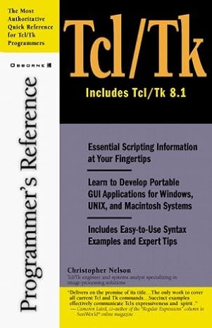 tcl/tk programmers reference 1st edition chris nelson 0072120045, 978-0072120042