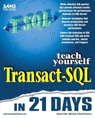 teach yourself transact sql in 21 days 1st edition bennett wm mcewan ,david solomon ,bennett wm mcewan ,david