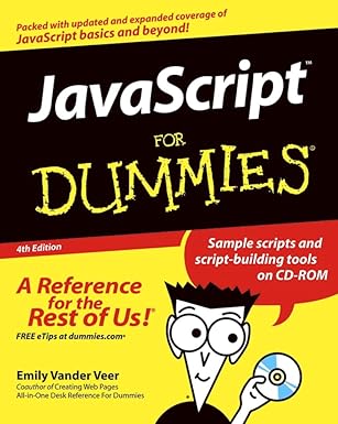 javascript for dummies 1st edition emily a vander veer 0764576593, 978-0764576591