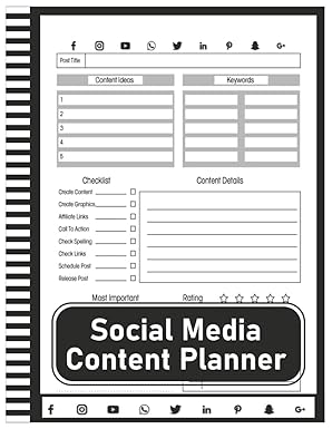 social media content planner notebook for tracking your social media content gift idea for managers