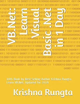vb net learn visual basic net in 1 day 10th book by best selling author krishna rungta learn vb net updated