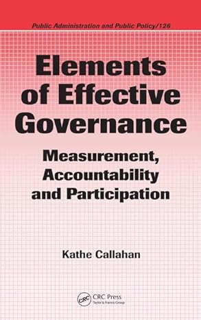 elements of effective governance measurement accountability and participation 1st edition kathe callahan