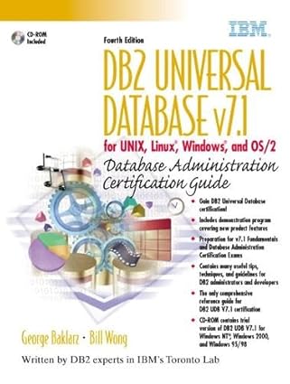 db2 universal database v7 1 for unix linux windows and os/2 database administration certification guide 1st