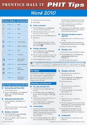 prentice hall word 2010 phit tip 1st edition cis prentice hall 0135088550, 978-0135088555