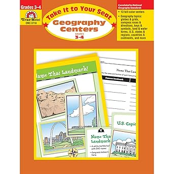 geography centers grades 3 4 1st edition sandi johnson 155799997x, 978-1557999979