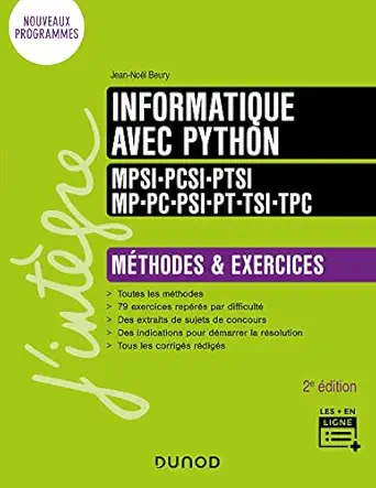 informatique avec python mathodes et exercices mpsi pcsi ptsi mp pc psi pt tsi tpc 2e ad 1st edition jean noa