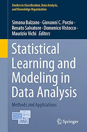 statistical learning and modeling in data analysis methods and applications 1st edition simona balzano