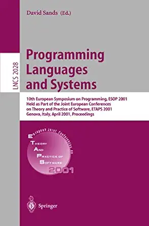 programming languages and systems 10th european symposium on programming esop 2001 held as part of the joint
